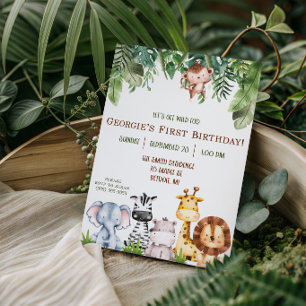 Invitación ¡Vámonos Locos! Cumpleaños de Animales de Safari B