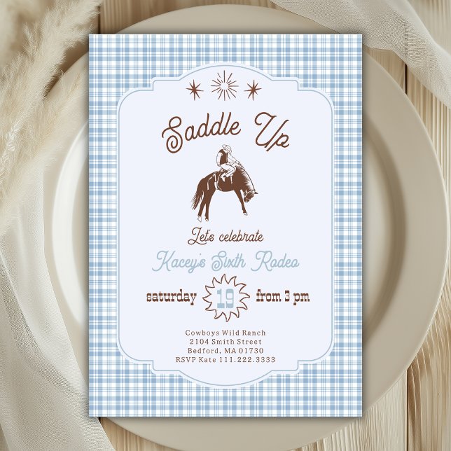 Invitación Vámonos Rodeo Vaquero Azul Cumpleaños Dibujado a M (Subido por el creador)