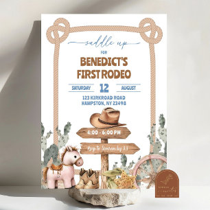 Invitación Vámonos Vaquero Primer Rodeo Cumpleaños Niño