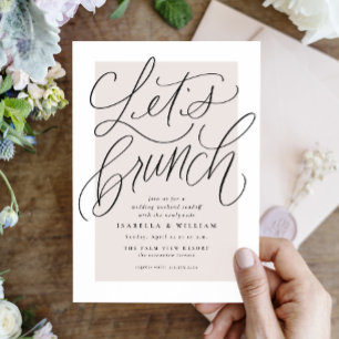 Invitación Vamos a almorzar juntos con letras manuscritas ros
