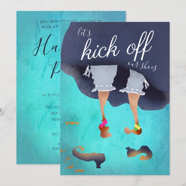 Invitación Vamos a arrancar zapatos a la divertida Fiesta de  (Anverso / Reverso)