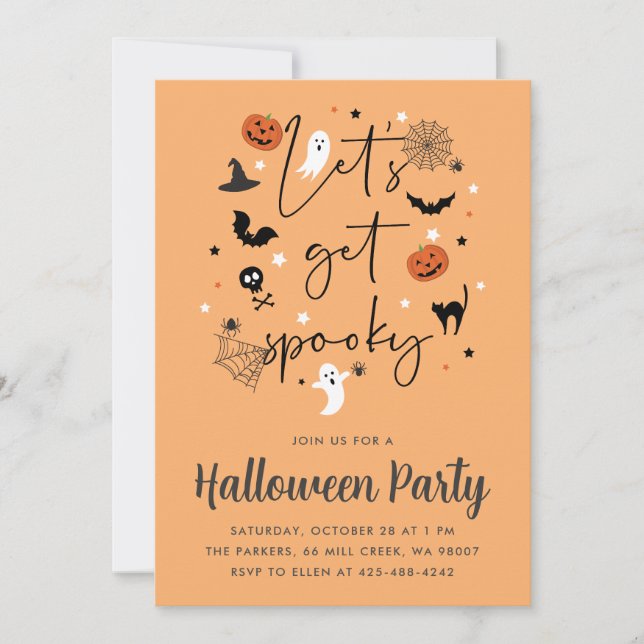 Invitación Vamos a asustar fiesta de Halloween (Anverso)