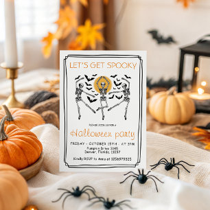 Invitación Vamos a Bailar con Esqueletos Espeluznantes Hallow