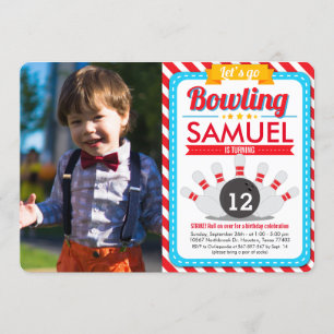 Invitación Vamos a Bowling Birthday Party Photo Invitation