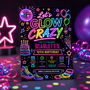 Invitación Vamos a brillar de locura: Fiesta de cumpleaños di