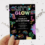 Invitación Vamos a brillar el cumpleaños rosado de Neon retro<br><div class="desc">Vamos a brillar la invitación de cumpleaños rosa de Neon retro milenal</div>
