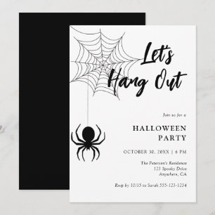 Invitación Vamos a colgar el guión de Spider Web Halloween Pa