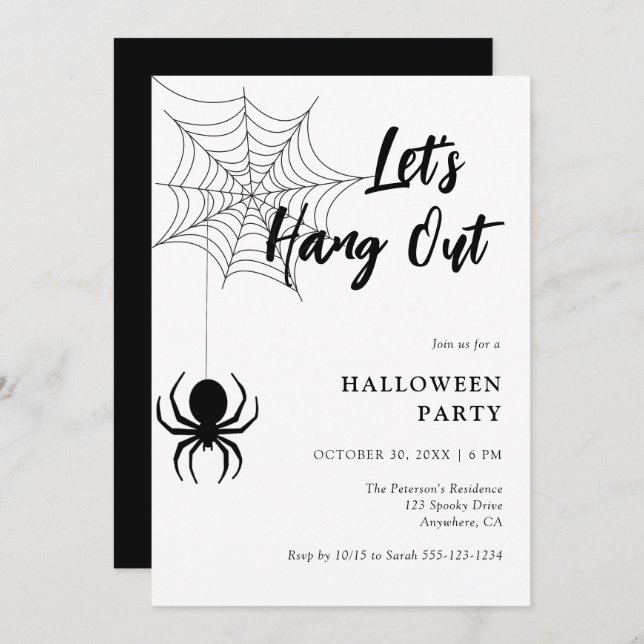 Invitación Vamos a colgar el guión de Spider Web Halloween Pa (Anverso / Reverso)