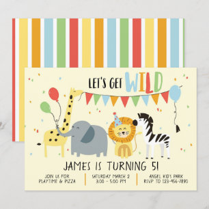 Invitación Vamos a conseguir animales salvajes niños Fiestas