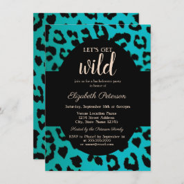 Invitación Vamos a conseguir azul de leopardo de Moda salvaje