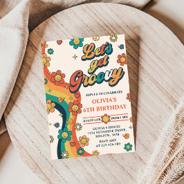 Invitación Vamos a conseguir el arcoiris retro Groovy sexto c