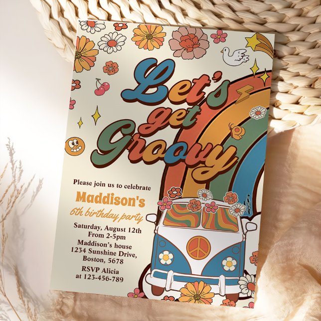 Invitación Vamos a conseguir el arcoiris retro Groovy sexto c (Subido por el creador)