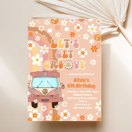 Invitación Vamos a conseguir el arcoiris retro Groovy sexto c