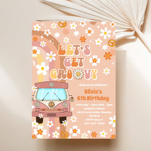 Invitación Vamos a conseguir el arcoiris retro Groovy sexto c