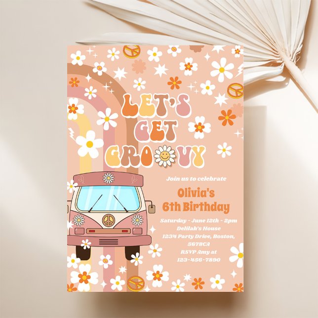 Invitación Vamos a conseguir el arcoiris retro Groovy sexto c (Subido por el creador)