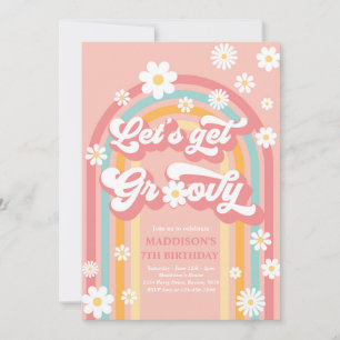 Invitación Vamos a conseguir el cumpleaños arcoiris de Groovy
