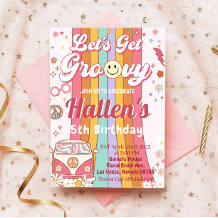 Invitación Vamos a conseguir el cumpleaños arcoiris de Groovy