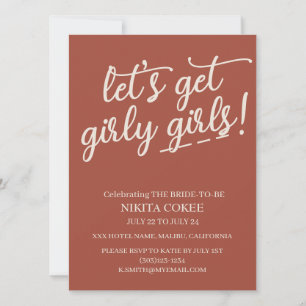 Invitación Vamos a conseguir Girly Terracotta Bachelorette We