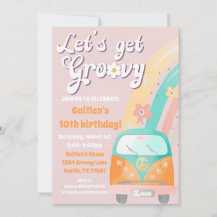 Invitación Vamos a conseguir Groovy Birthday Invitation Hippi
