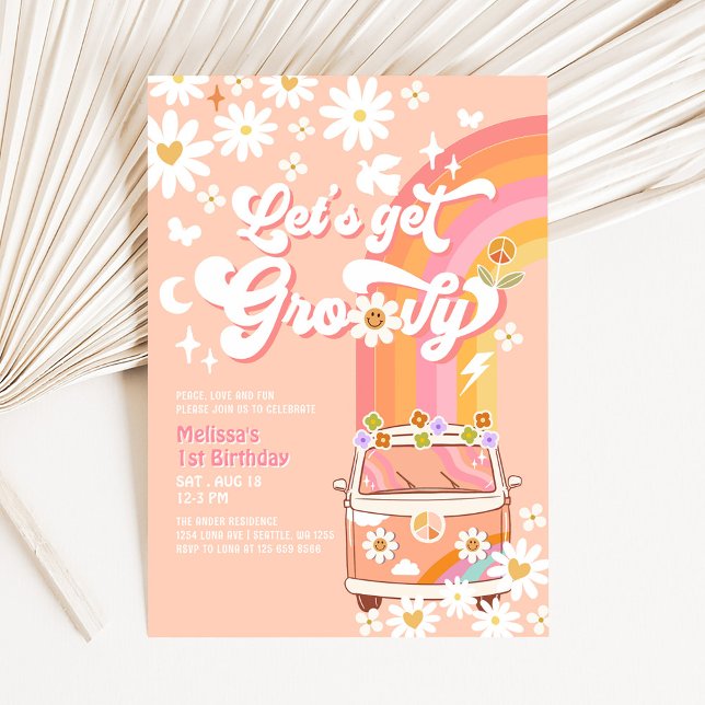 Invitación Vamos a conseguir Groovy Daisy Hippie cumpleaños (Subido por el creador)