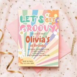 Invitación Vamos a conseguir Groovy Retro Boho Sunshine Birth