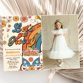 Invitación Vamos a conseguir Groovy Retro Rainbow 6to cumplea