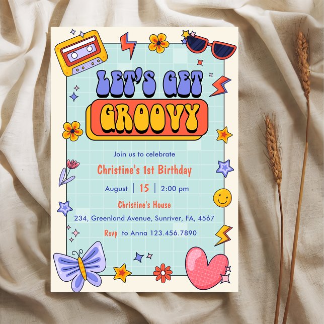 Invitación Vamos a conseguir la fiesta de cumpleaños Groovy R (Subido por el creador)