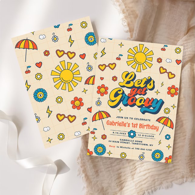 Invitación Vamos a conseguir la fiesta de cumpleaños Groovy R (Subido por el creador)