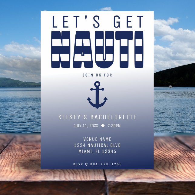 Invitación Vamos a conseguir la fiesta de la Bachelorette de  (Let's Get Nauti Bachelorette Party Invitation
)