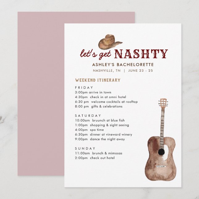 Invitación Vamos a conseguir Nashty Nashville Bachelorette We (Anverso / Reverso)