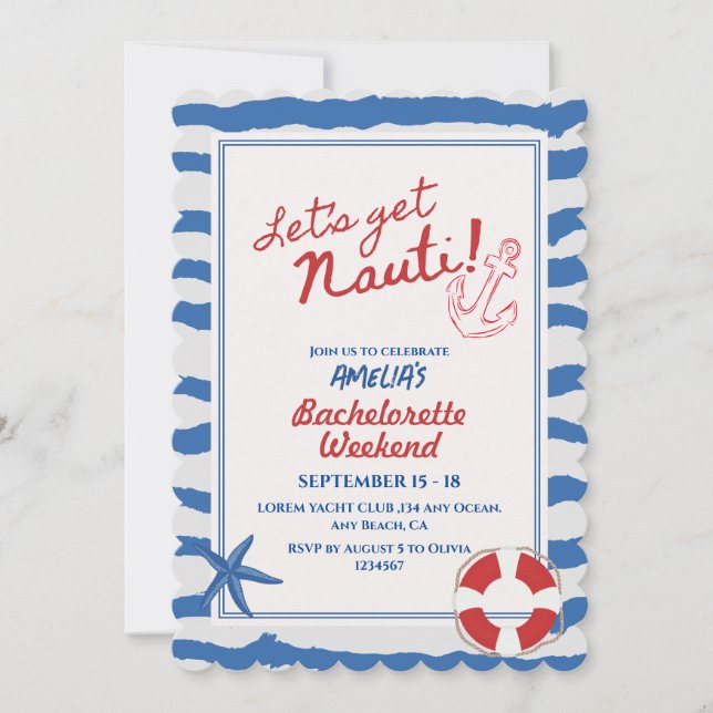 Invitación Vamos a conseguir Nauti Bachelorette Weekend (Anverso)