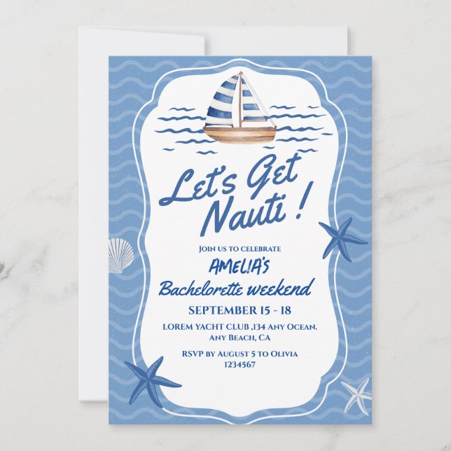 Invitación Vamos a conseguir Nauti Bachelorette Weekend (Anverso)