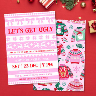 Invitación Vamos a conseguir Navidades feos y suaves rosados 