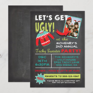 Invitación Vamos a conseguir Navidades suéteres Fiesta pizarr