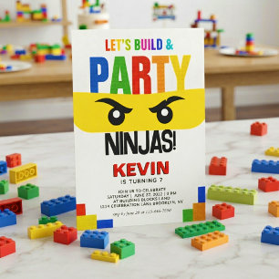 Invitación Vamos a Construir y Fiesta de Cumpleaños de Ninja