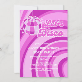 Invitación Vamos a disco Groovy Wave Retro cumpleaños púrpura