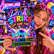 Vamos a Divertirnos con Bolos de Neón Cumpleaños
