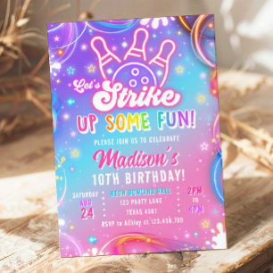 Invitación Vamos a Divertirnos con Bowling Chica Cumpleaños