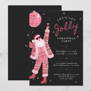 Invitación Vamos a divertirnos Fiesta de Navidad Negra Rosa Q