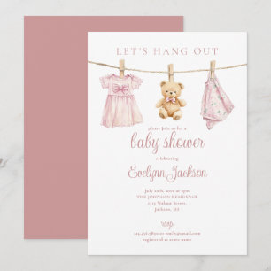 Invitación Vamos a Divertirnos Ropa de Niña Rosa Colada para