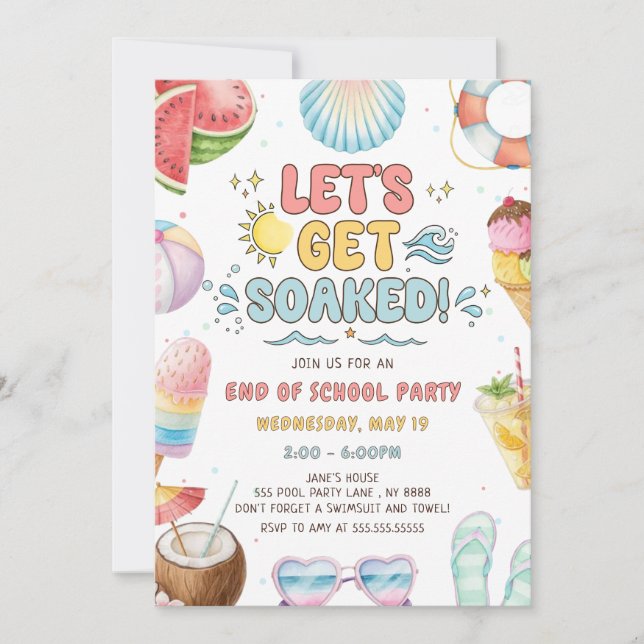 Invitación Vamos a Empaparnos, Fiesta de Fin de Curso  (Anverso)