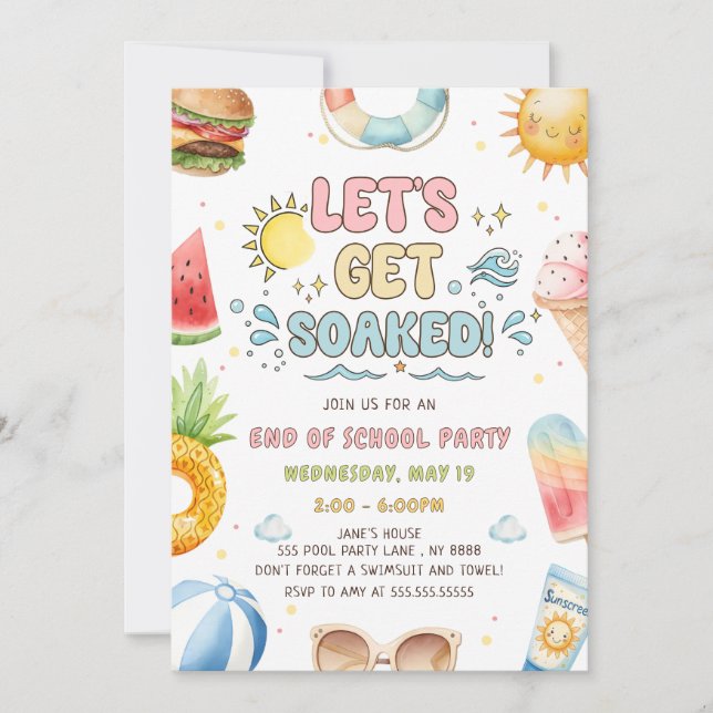 Invitación Vamos a Empaparnos, Fiesta de Fin de Curso  (Anverso)