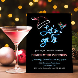 Invitación Vamos a encender Neon Rótulo Navidades Fiesta de c