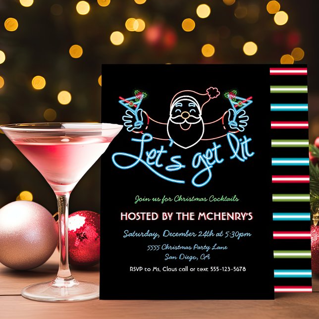 Invitación Vamos a encender Neon Santa Navidades Fiesta de có (Subido por el creador)