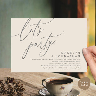 Invitación Vamos a festejar, cena y baile de boda romántica