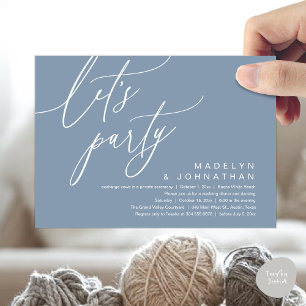 Invitación Vamos a festejar, cena y baile de boda romántica