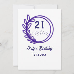 Invitación VAMOS A FESTEJAR cumpleaños 21 nombre CÍRCULO FLOR
