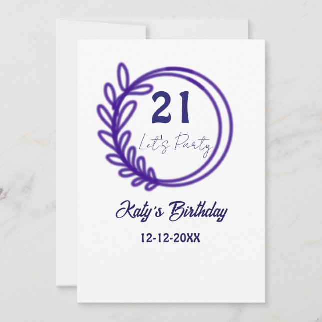 Invitación VAMOS A FESTEJAR cumpleaños 21 nombre CÍRCULO FLOR (Anverso)