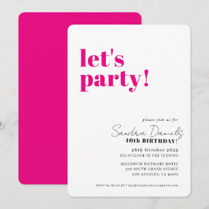 Invitación VAMOS A FESTEJAR moderno minimalista cumpleaños ro