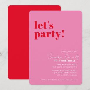 Invitación VAMOS A FESTEJAR moderno minimalista cumpleaños ro